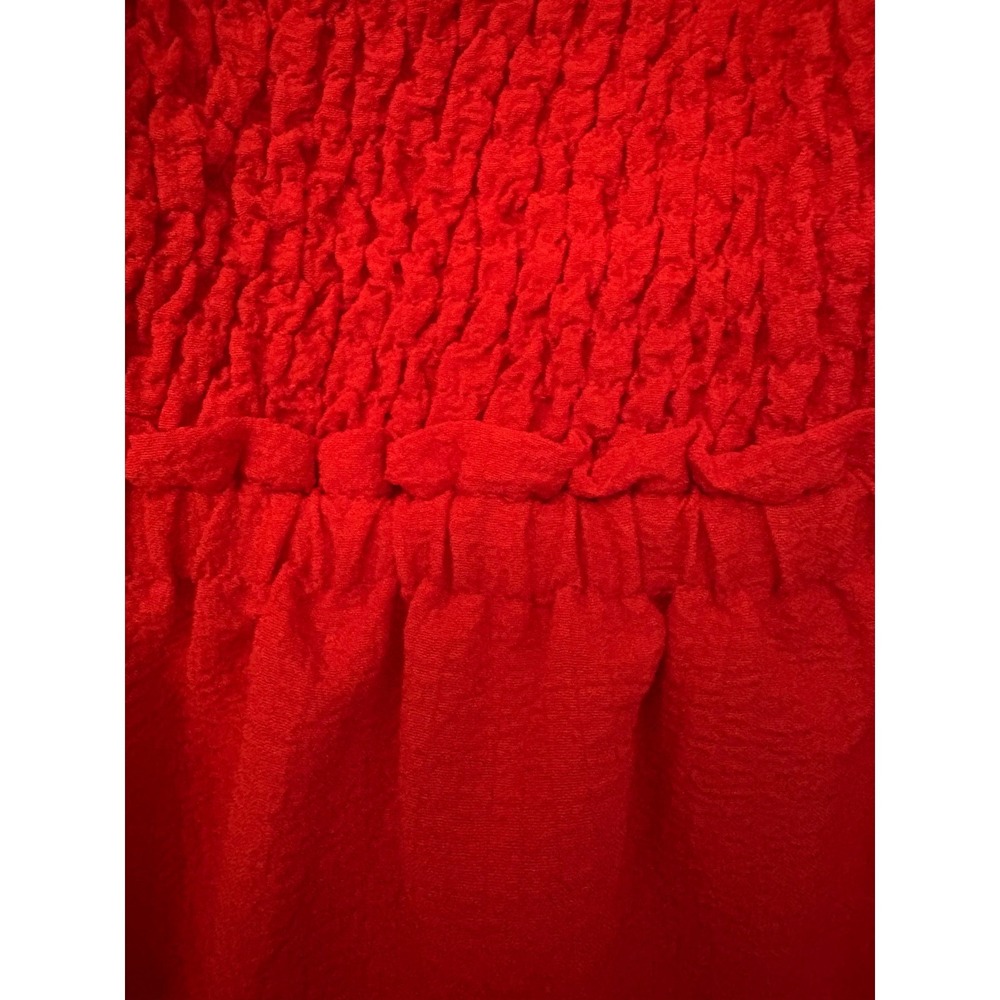 Altard State Red Smocked Puff Sleeve Mini Dress ND30058 Womens Medium - Picture 8 of 8